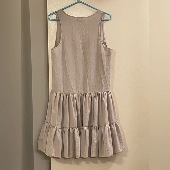 L'AGENCE Scoop Neck Tiered Mini Dress in Neutral - Picture 5 of 10
